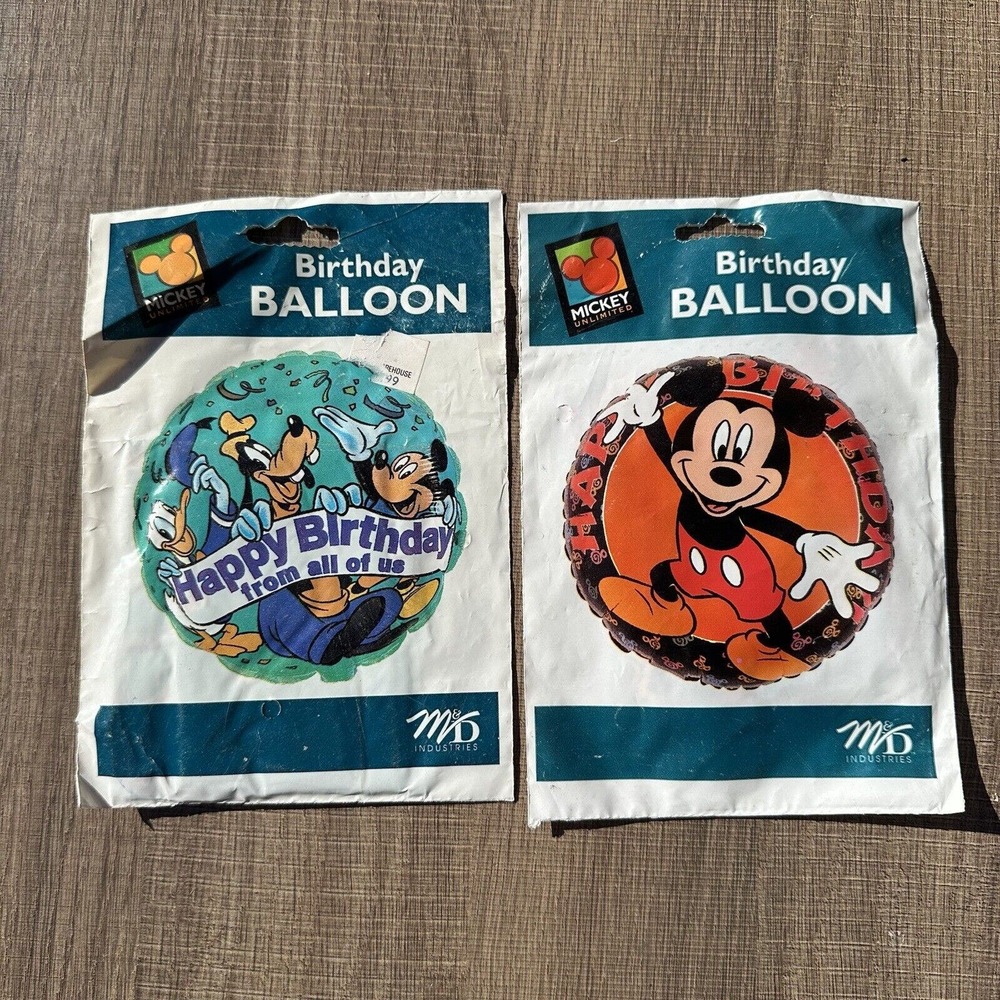 Vintage 90s Disney Mickey Mouse Unlimited Birthday Balloons Goofy Lot of‎ 2